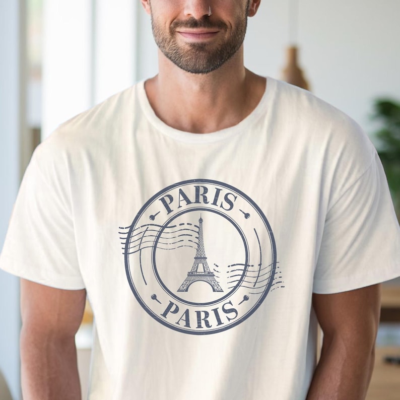 Paris Eiffeltornet stämpel grafisk T-shirt Paris Frankrike resetröja Paris älskareskjorta Paris estetisk t-shirt Eiffeltornetskjorta bild 4