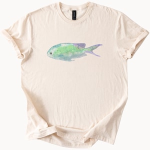 Watercolor Fish T Shirt Ocean Lover Tee Marine Life Graphic Shirt Under The Sea Angler Gift Sea Animal Top Unique Fish Art