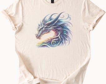 Mystical Pastel Dragon Graphic T Shirt Fantasy Art Dragon Tee Unique Watercolor Dragon Shirt Cool Mythical Creature Shirt Gift