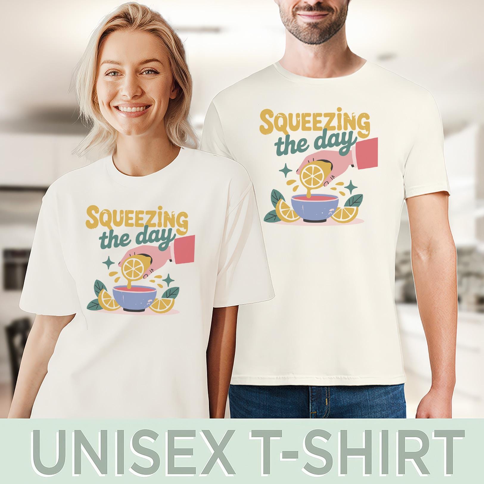 Squeezing the Day Lemon Graphic T Shirt Motivational Citrus Fruit Tee ...