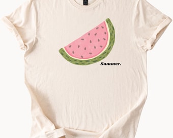 Camiseta gráfica de verano con rebanada de sandía, linda camiseta con diseño de fruta, estética veraniega, para mujer o hombre, ropa informal.