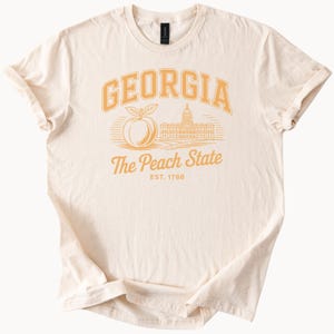 Georgia Peach State T-Shirt Retro College Style Tee Est 1788 Graphic Top
