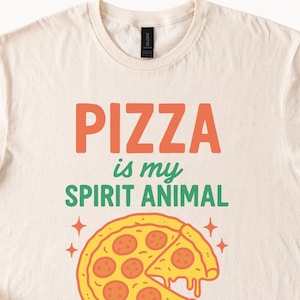 Pizza Is My Spirit Animal Graphic T Shirt Funny Food Lover Pepperoni Slice Tee Trendy Pizza Gift Soft Comfy Shirt for Pizza Fans