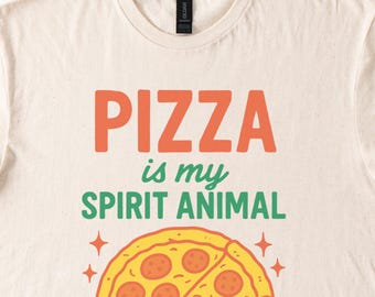 Pizza Is My Spirit Animal Graphic T Shirt Funny Food Lover Pepperoni Slice Tee Trendy Pizza Gift Soft Comfy Shirt for Pizza Fans