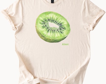 Camiseta gráfica de kiwi jugoso, camiseta verde fresca para amantes de la comida, ropa unisex de verano