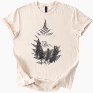 Fern Forest Mountain Graphic Tee Nature Lover Shirt Outdoorsy Clothing