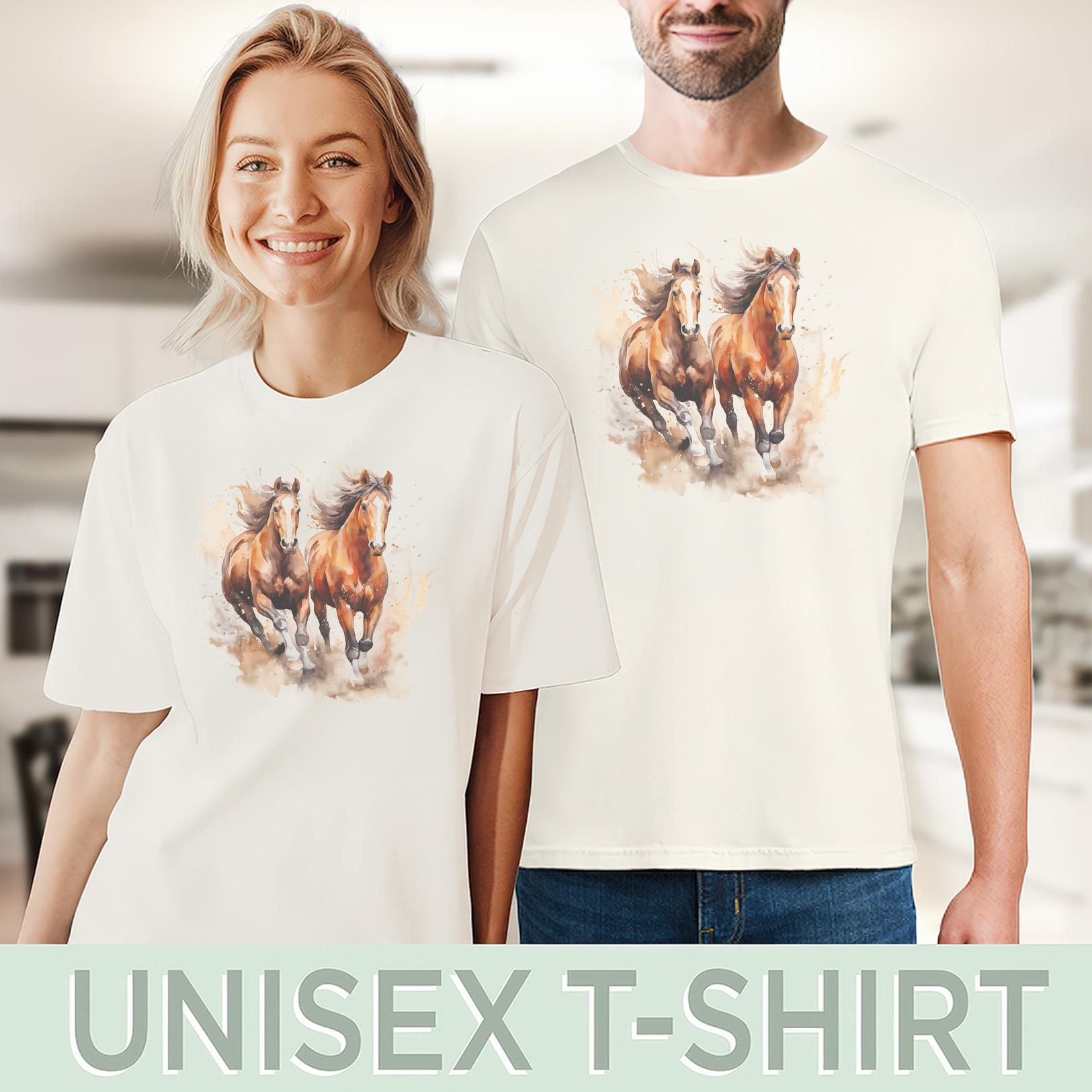 Running Horses Tshirt Wild and Free Graphic Tee Unisex Horse Lover
