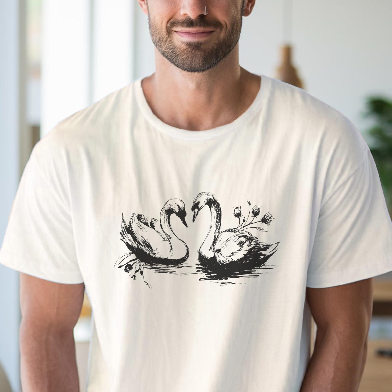 Swan Love Graphic Tee Romantic Bird Tshirt Lovers Gift Nature