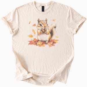 Streifenhörnchen Herbst Blätter Shirt niedlichen Herbst Eichhörnchen Eichel Grafik T-Shirt Wald Tier Natur Liebhaber Geschenk Herbst Themen TShirt gemütliche Wald Top