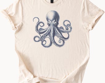 Octopus Graphic Shirt Ocean Animal Sea Life Nautical Art Tee Unique Designer Octopus T Shirt Marine Biology Gift for Animal Lover Shirt