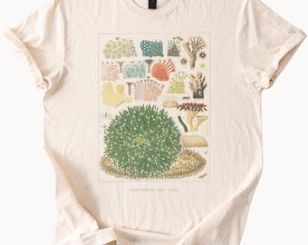 Great Barrier Reef coral botanical illustration graphic shirt ocean nature art science biology gift colorful coral reef print tee 130 max