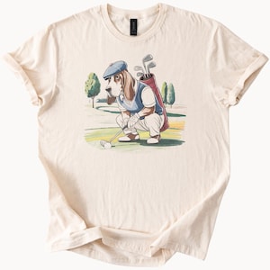 Golfing Basset Hound T Shirt Funny Dog Golfer Tee Cute Animal Golf Lover Gift