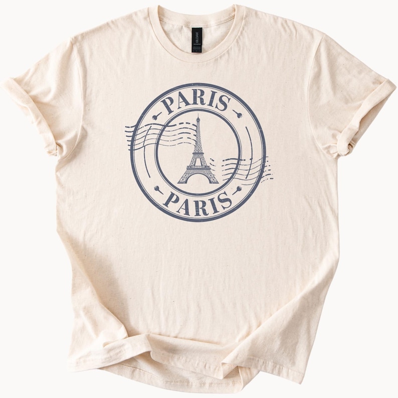 Paris Eiffeltornet stämpel grafisk T-shirt Paris Frankrike resetröja Paris älskareskjorta Paris estetisk t-shirt Eiffeltornetskjorta bild 1