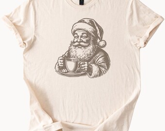Santa Coffee Mug Christmas Graphic Tshirt