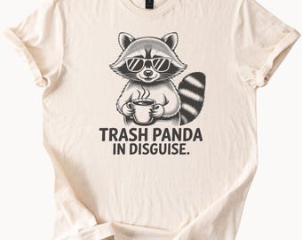 Funny Trash Panda Raccoon Shirt Coffee Mug Graphic Cute Animal Humor Tee Softstyle Casual Graphic Tee for Animal Lovers