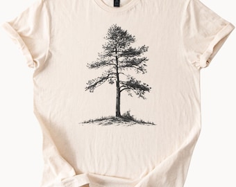 Natur Kiefer Baum Grafik-Shirt Wald Wald T-Shirt Neutral erdigen Stil