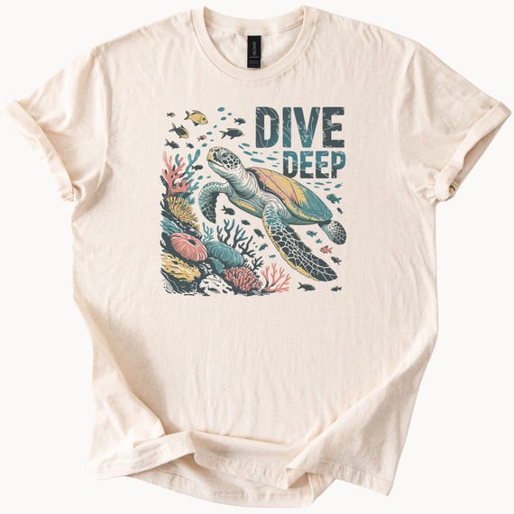 ダイブディープシータートルグラフィックTシャツオーシャンラバー