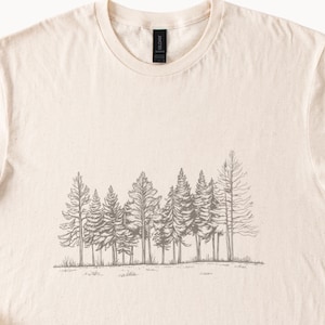 Forest Tree Shirt Unisex line sketch graphic nature woods illustration outdoors hiking tee shirt