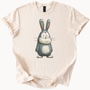 Cute Cartoon Bunny T Shirt Funny Blue Rabbit Graphic Tee Adorable Animal Character Shirt Unique Gift for Animal Lovers Soft Cotton Top