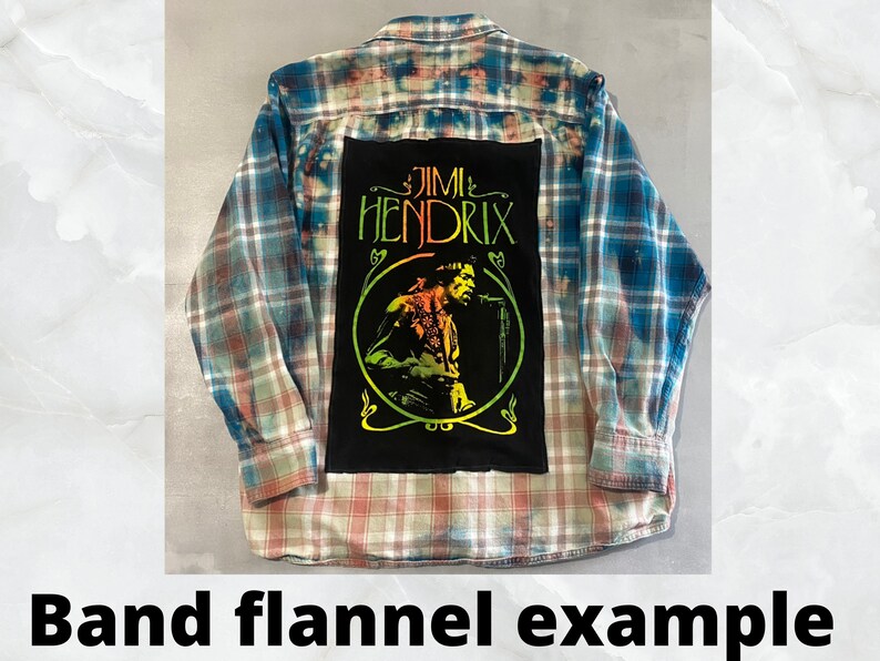 Flannel Shirt upcycled clothing bleached flannel rock band image 5