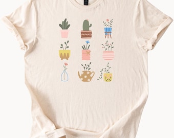 Schattig potplant shirt grappig plantenliefhebber T-shirt botanische grafische tshirt kamerplant cadeau voor haar