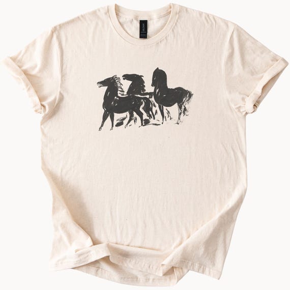 タレントカード Rest&Recreation RR horse graphic tee Three Wild Horses Graphic Tee Animal Lover Shirt Equestrian Style