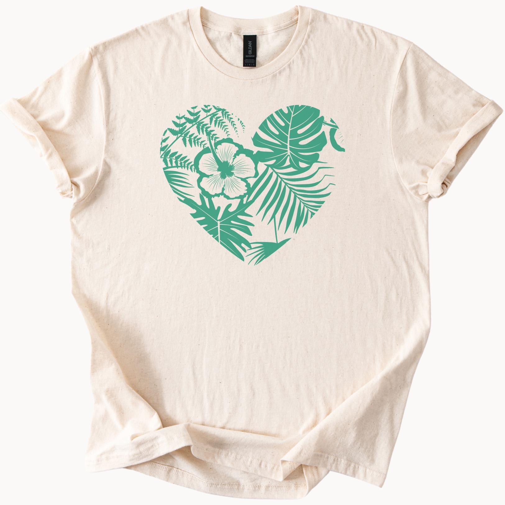 Tropical Heart Tee Floral Graphic T Shirt Nature Lover Gift - Etsy