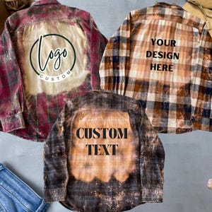 Custom Text Shirt, Your Design Here Flannel, Personalized Logo Shirt, Customized Text Shirt, Unique Design Shirt, Custom Shirt Bleached