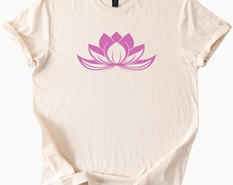 Camiseta estampada de flor de loto inspirada en el yoga, ropa espiritual para mujer.
