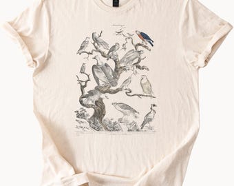 Raubvögel Grafik-T-Shirt Majestätisch Adler Falke Eule Natur Wildtiere Illustration Natürliche Creme Weicher Komfort Den ganzen Tag Outfit Geschenk