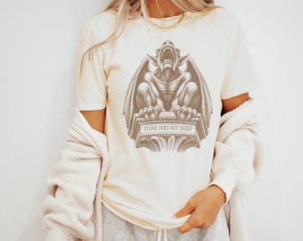 Stone Does Not Sleep Cathedral Gargoyle Spreading Wings Tee