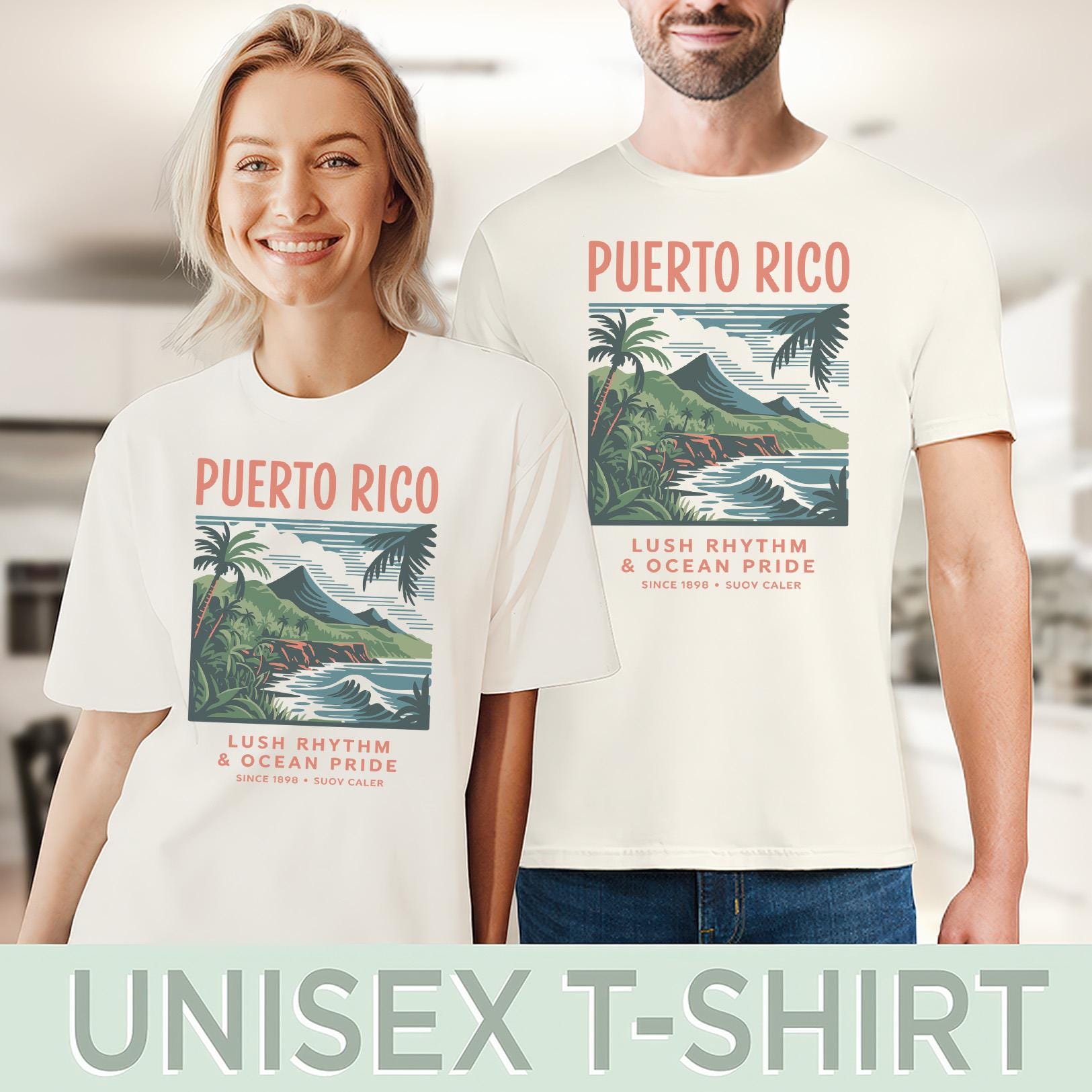 Puerto Rico Rythm Logo Puerto Rico Graphic T Shirt Lush Rhythm Ocean Pride Scenic Tropical ...