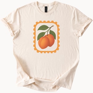 Pfirsich Obst Stempel Grafik T Shirt Botanische Pfirsich Kunst T-Shirt Natur Inspiriert Pfirsich Shirt Niedlich Sommer Obst Liebhaber Geschenk Weiches Baumwoll Top