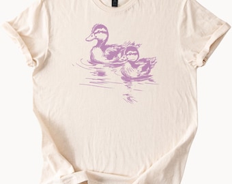 Duck TShirt Mother Duckling Graphic Tee Cute Animal Lover Shirt