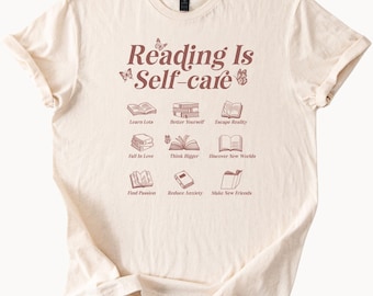 Lesen ist Selbstfürsorge-Grafik-T-Stück Buch-Liebhaber-Hemd lernen entfliehen der Realität, reduzieren Angst literarische T-Shirt Geschenk für Leser