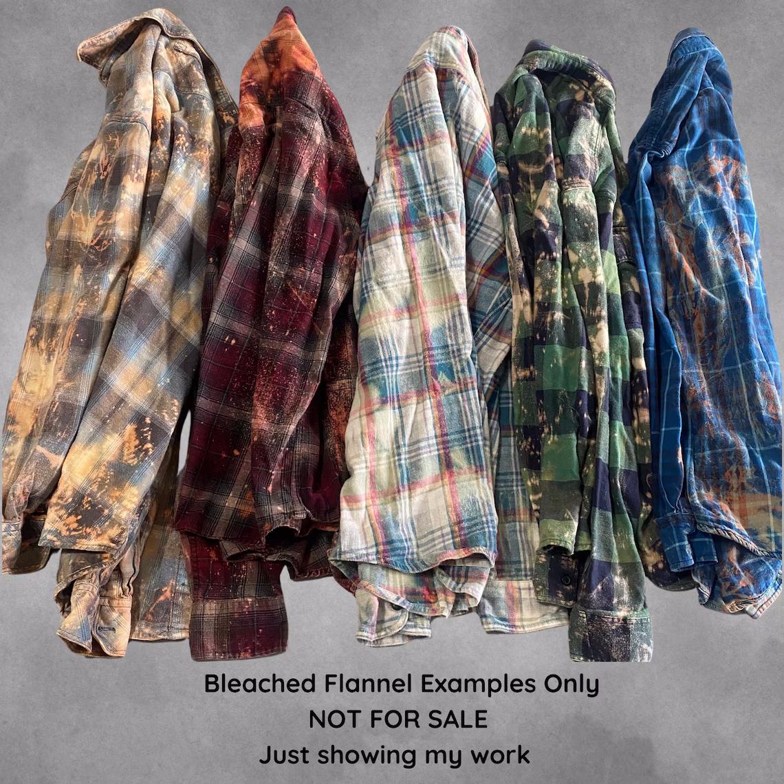 Autumn Trees Bleached Flannel Shirt Cozy Woodland Graphic Plaid