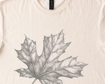 Detailed Maple Leaf Ink Drawing Shirt