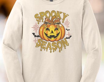 Gruselige Saison Glitzer Kürbis Shirt Halloween Jack O Lantern Grafik Shirt