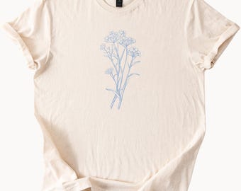 Camiseta con diseño de flores silvestres, camiseta con estampado floral, regalo para amantes de la naturaleza y de las plantas.