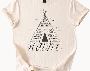Native Teepee Arrows Grafisch T-shirt Katoen Naturel