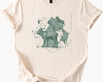 Capricorn Constellation Goat Graphic Tee Astrology T Shirt