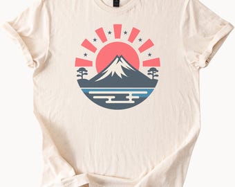 Mount Fuji Japan Graphic Tee Rising Sun T Shirt Japanese Mountain Top Tee