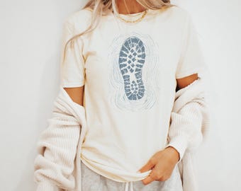 Boot Sole Linocut Topographic Tee