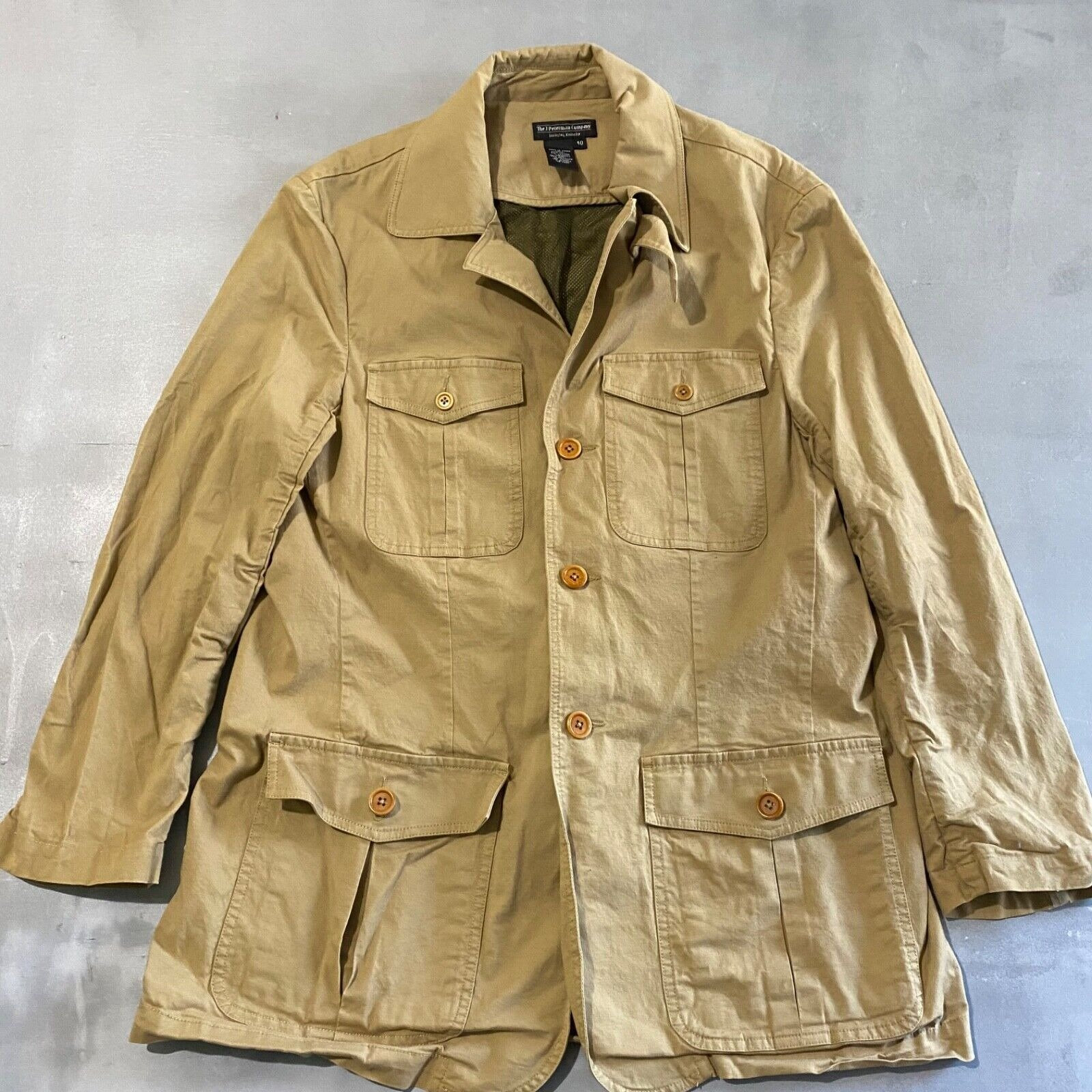 Peterman Safari Jacket Mens Size 40 Tan Travel Utility Pockets