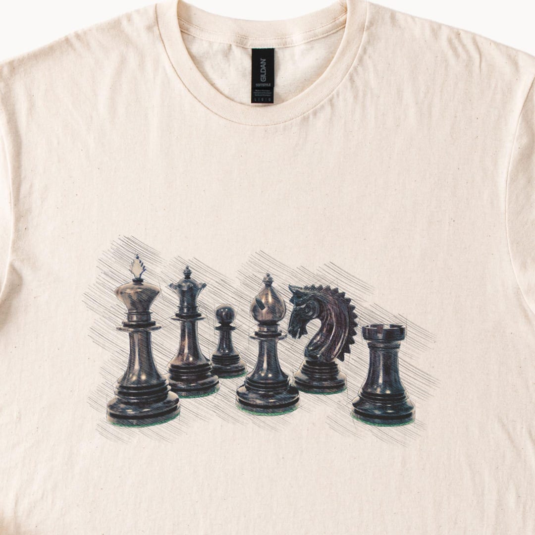 Chess Pattern Shirt Retro Chess Pieces Graphic Tshirt Natural Cotton Tee Chess Lover Gift ...