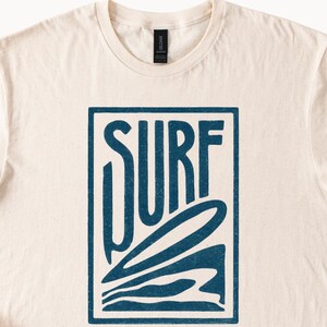 Surf Graphic T-Shirt, Retro Surfing Tee, Beach Lover Shirt, Ocean Wave Print Tee, Summer Casual Top for Surfers image 2
