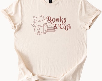 Niedliches Katzen-Lesebücher-Grafik-T-Stück für Buch-Liebhaber-Katzen-Liebhaber-literarisches Hemd Gemütliches Bücherwurm-Katzen-Hemd Lesekatzen-T-Shirt Geschenkidee