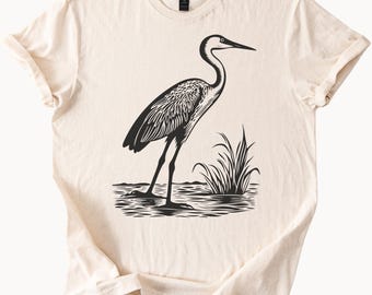 Great Blue Heron T Shirt Bird Lover Gift Nature Graphic Tee Wildlife Shirt