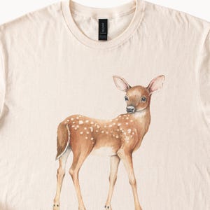Fawn Graphic T Shirt Realistic Baby Deer Watercolor Animal Art Nature Lover Gift Cute Forest Wildlife Tee Woodland Creature Shirt