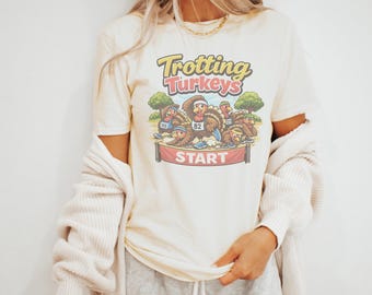 Trotting Turkeys Funny Animal Running Race Graphic Tee